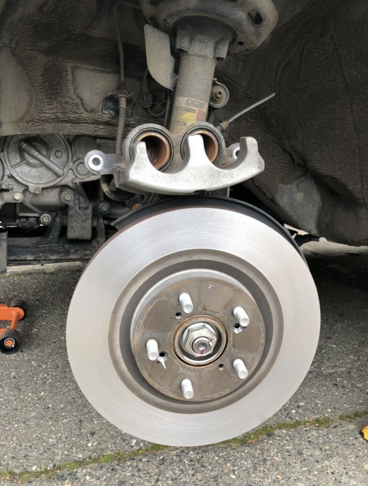 New rotor installed to spec at a Wichita brake job