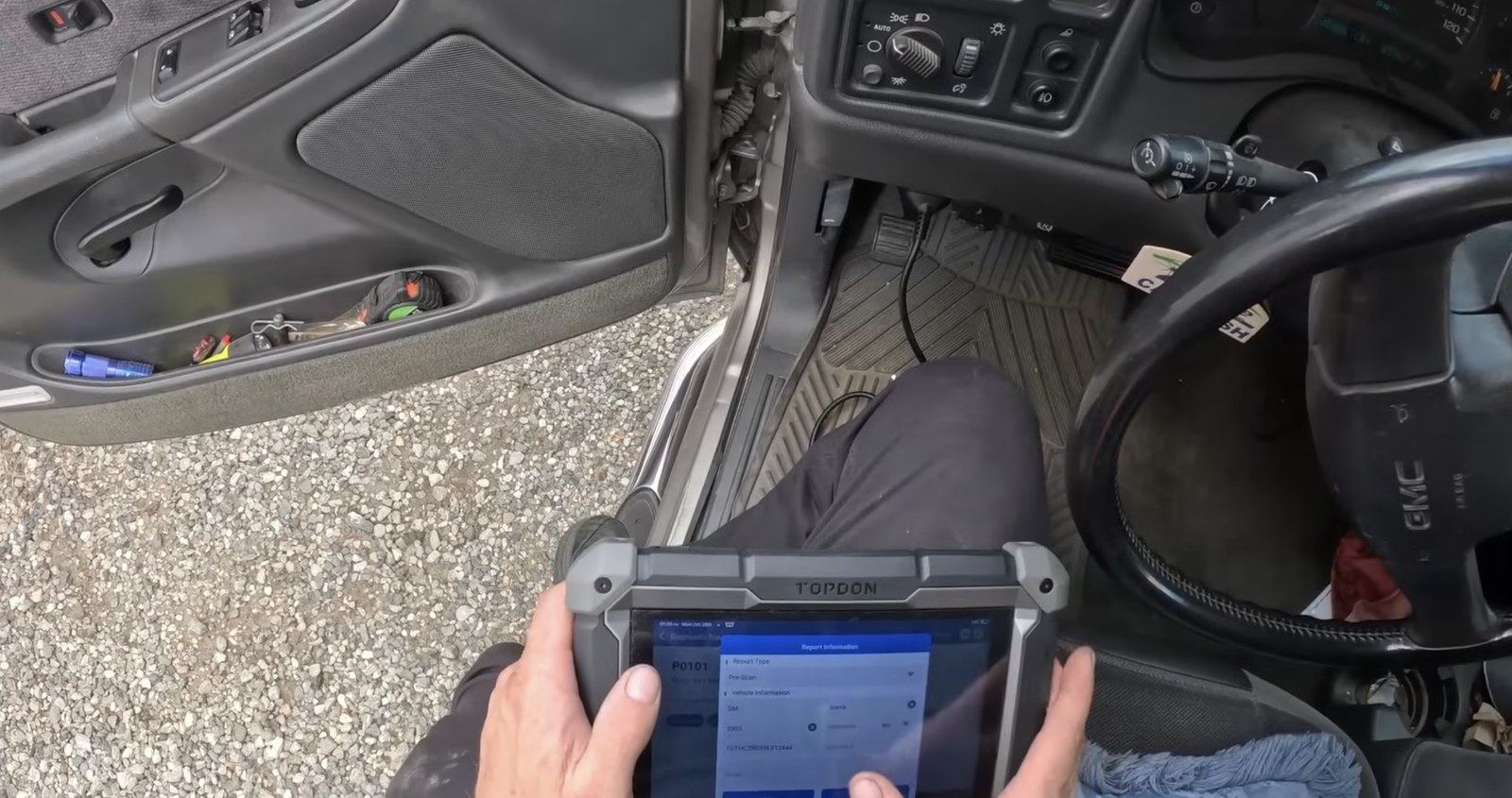 Fault codes reviewed from the cab of a truck in Wichita